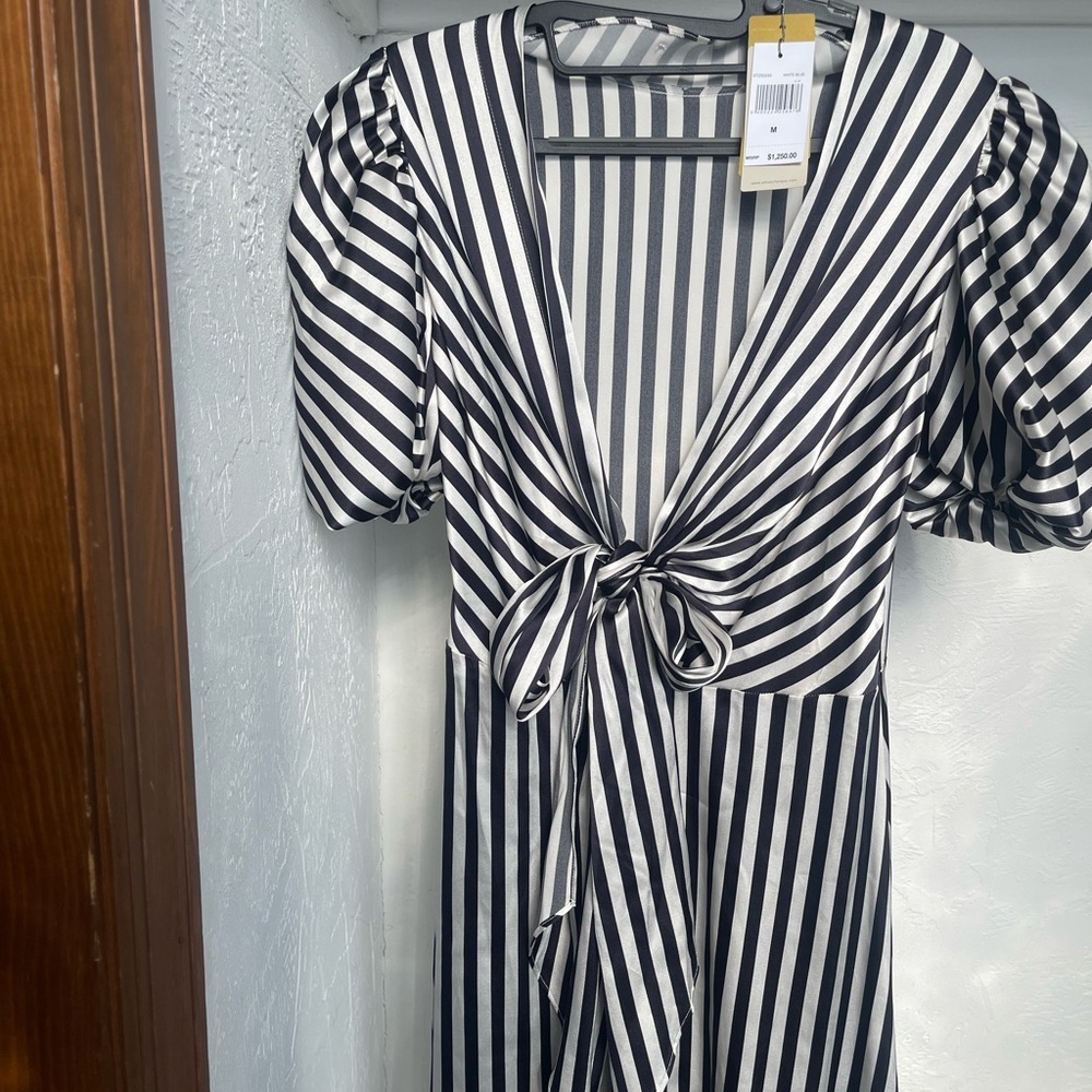 Silvia Tcherassi Monochrome Striped Long Sleeve Dress